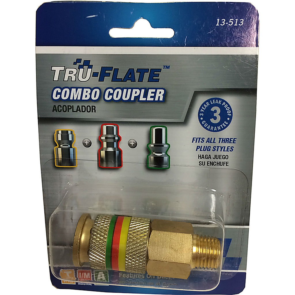 Tru-Flate TRFL13513 Combo Coupler Brass Universal Coupler 1/4 Male 1 pc