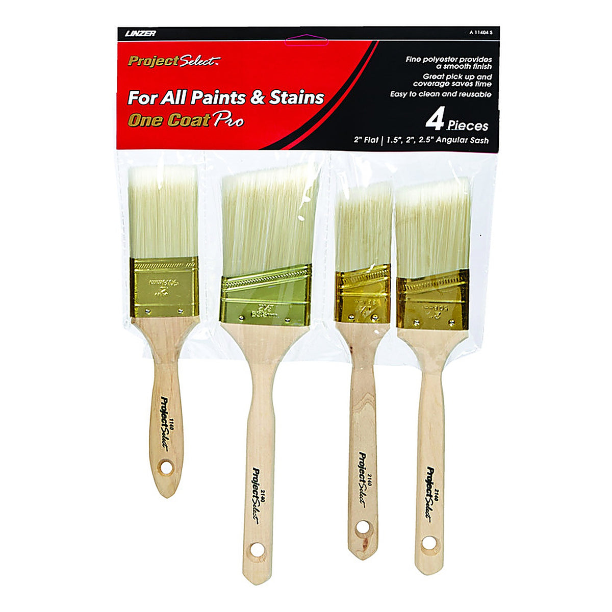 Linzer A11404S Assorted in. W Assorted Paint Brush Set