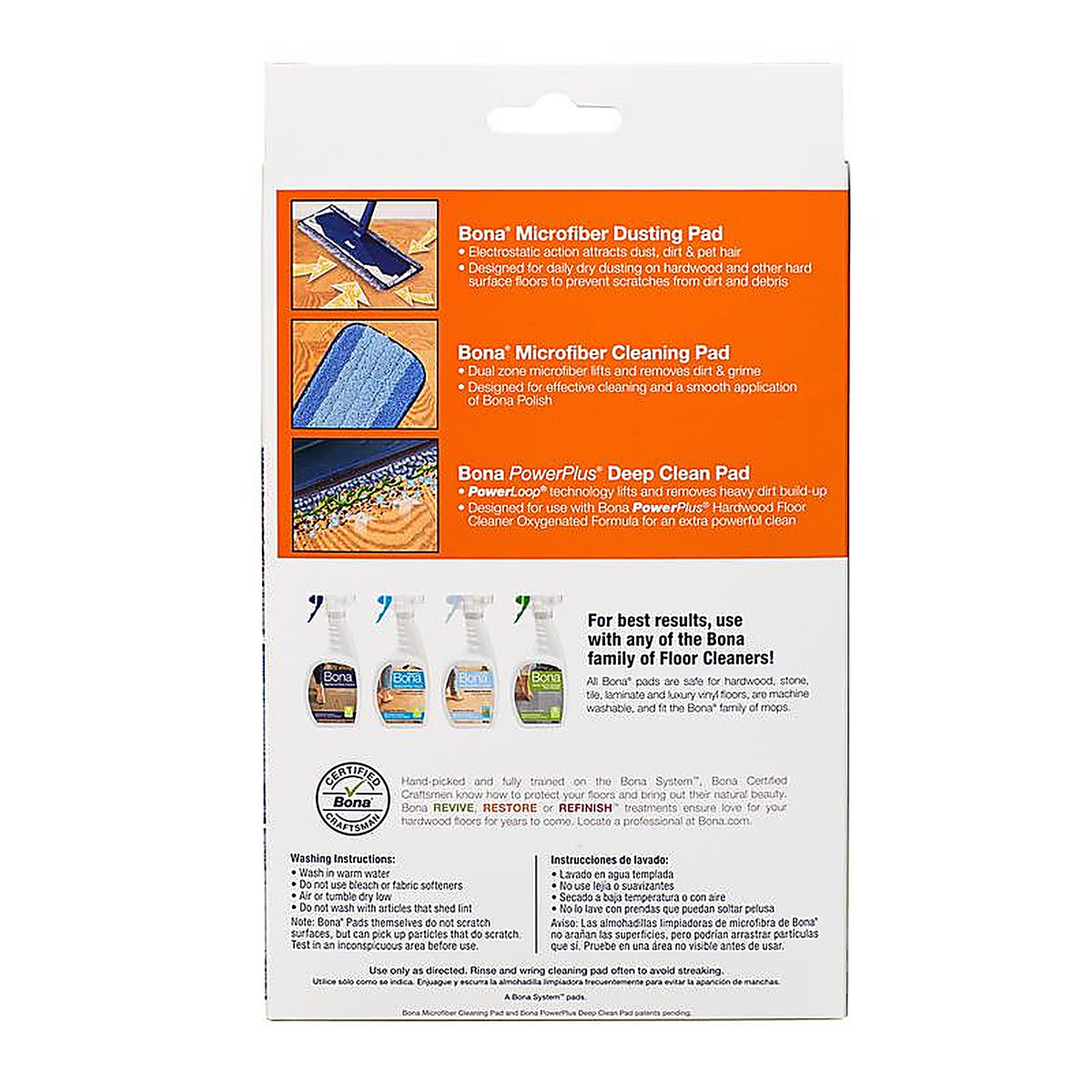Bona AX0003496 Microplus 15 in. Wet Microfiber Mop Pad 3 pk
