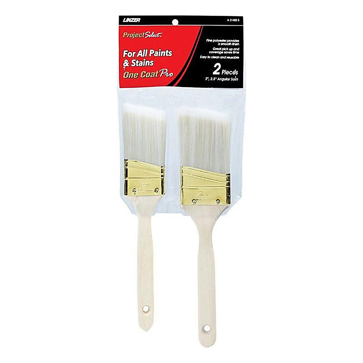 Linzer A21402S Project Select 2 and 2-1/2 in. W Angle Paint Brush Set