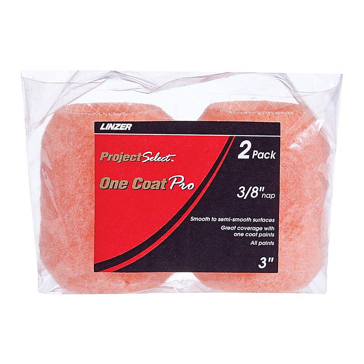 Linzer RS114320300 Project Selet One Coat Pro Polyester 3 in. W x 3/8 in. Regular Paint Roller Cover 2/Pack