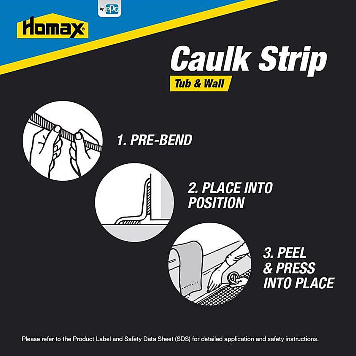Homax 3071 White Silicone Caulk Strips 1-5/8 in. x 16 ft.