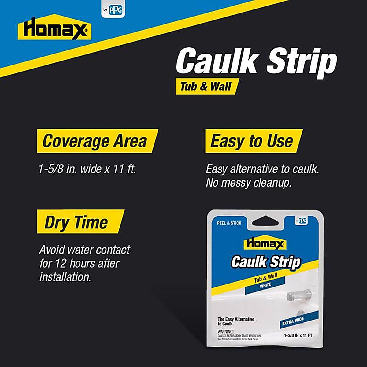 Homax 3072 White Silicone Caulk Strips 7/8 in. x 16 ft.