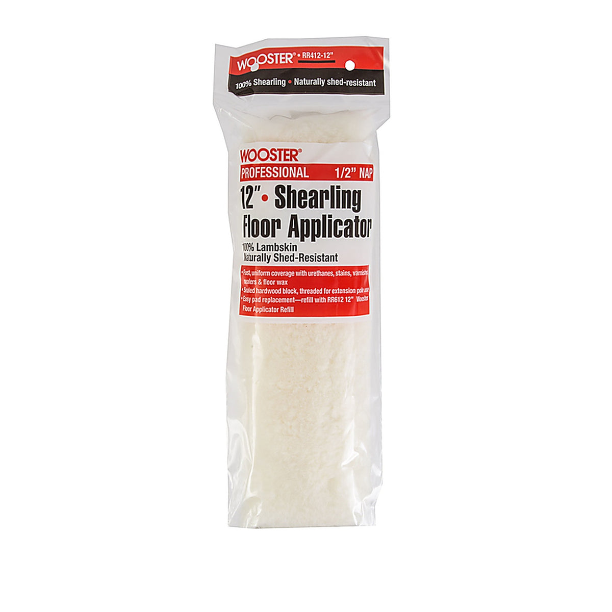 Wooster - RR412-12 - 12 In. W 1/2 In. Shearling Floor Applicator for Smooth Surfaces
