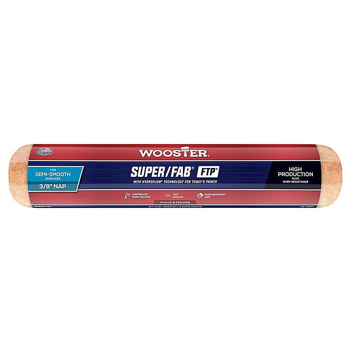 Wooster - RR923-14 - Super/Fab Ftp Synthetic Blend 14 In. W X 3/8 In. Regular Paint Roller Cover 1 Pack