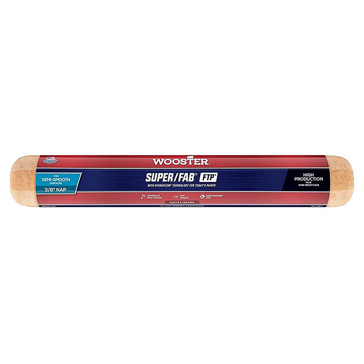 Wooster - RR923-18 - Super/Fab Ftp Synthetic Blend 18 In. W X 3/8 In. Regular Paint Roller Cover 1 Pack