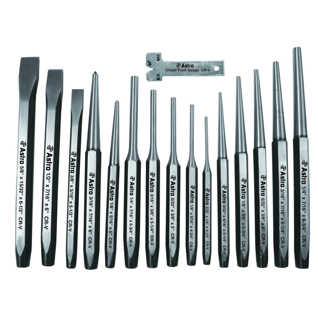 Astro Pneumatic 1600 16 Pc. Punch and Chisel Set