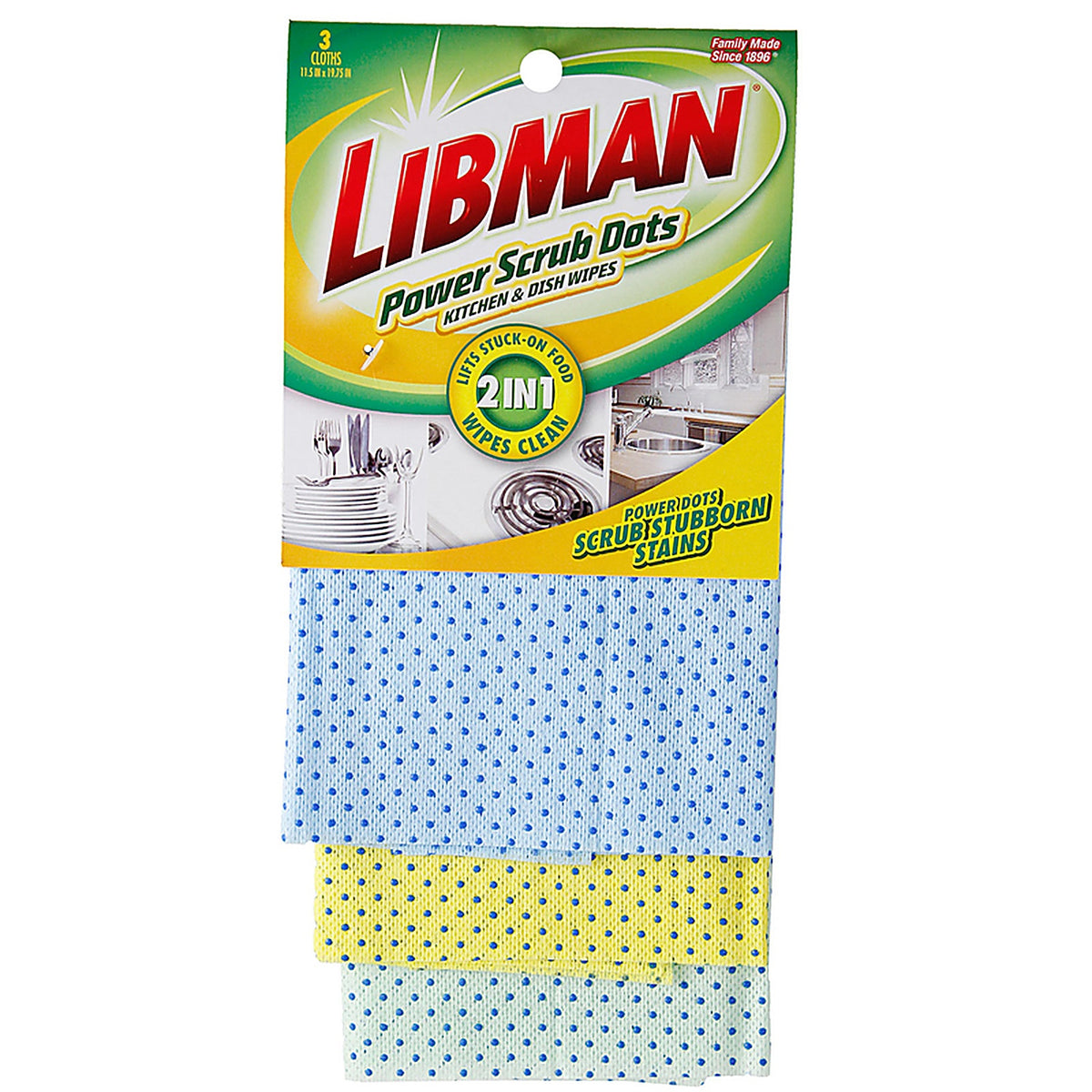 Libman - 337 - Power Scrub Dots Delicate, Light Duty Scrubbing Cloths for Kitchen 19.75 In. L 3 Pack