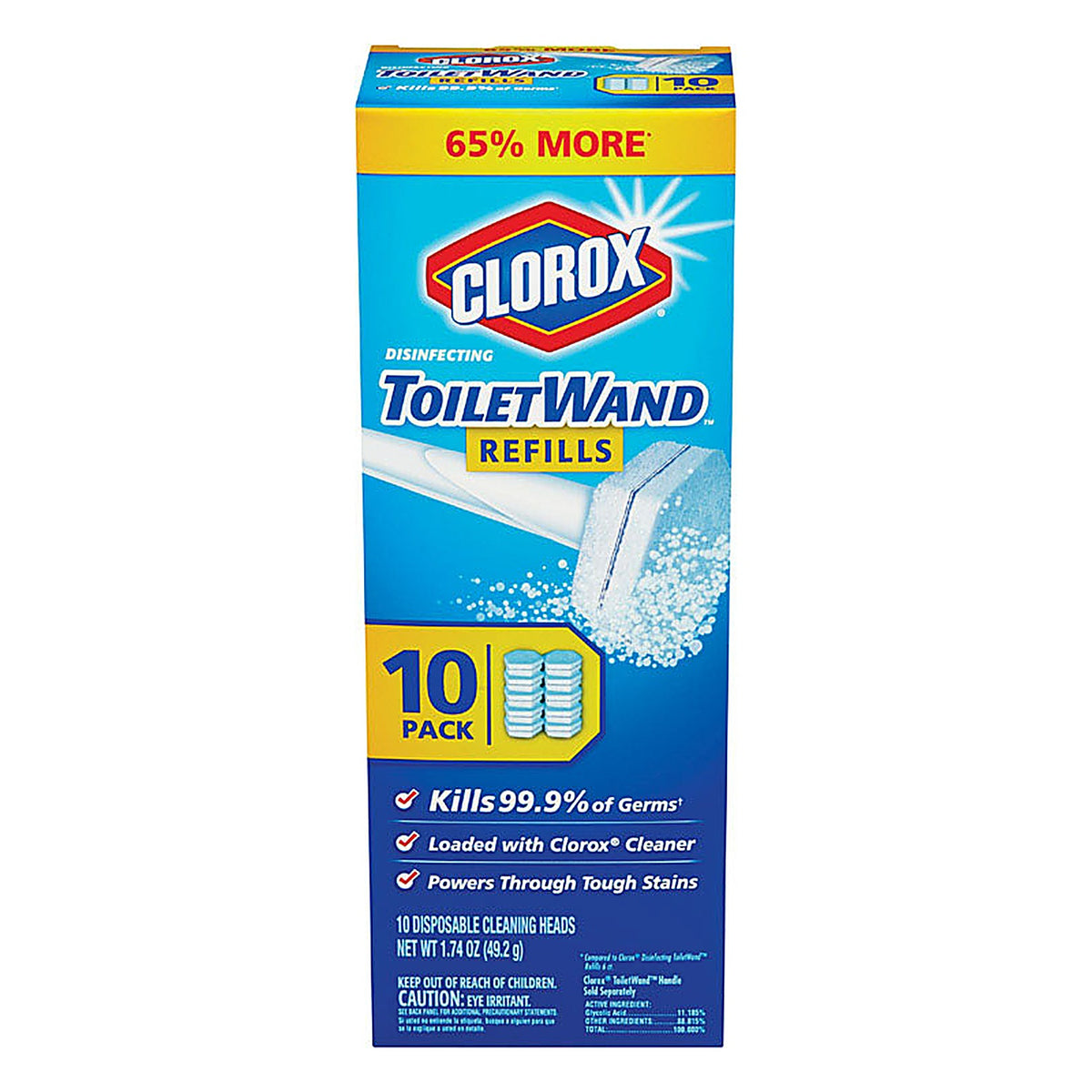 CLOROX 01717 Clorox No Scent Toilet Wand Refill Heads 1.74 oz Cloth