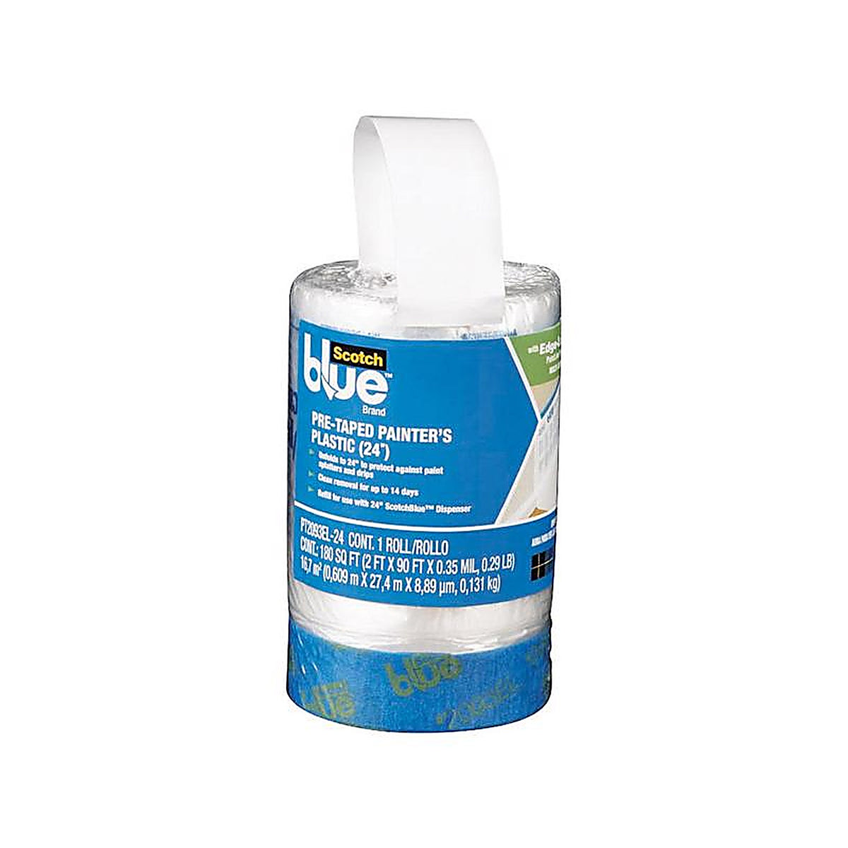 3M PT2093EL-24 ScotchBlue 30 ft. W x 24in. L x 0.3 mil Pre-Taped Painters Plastic