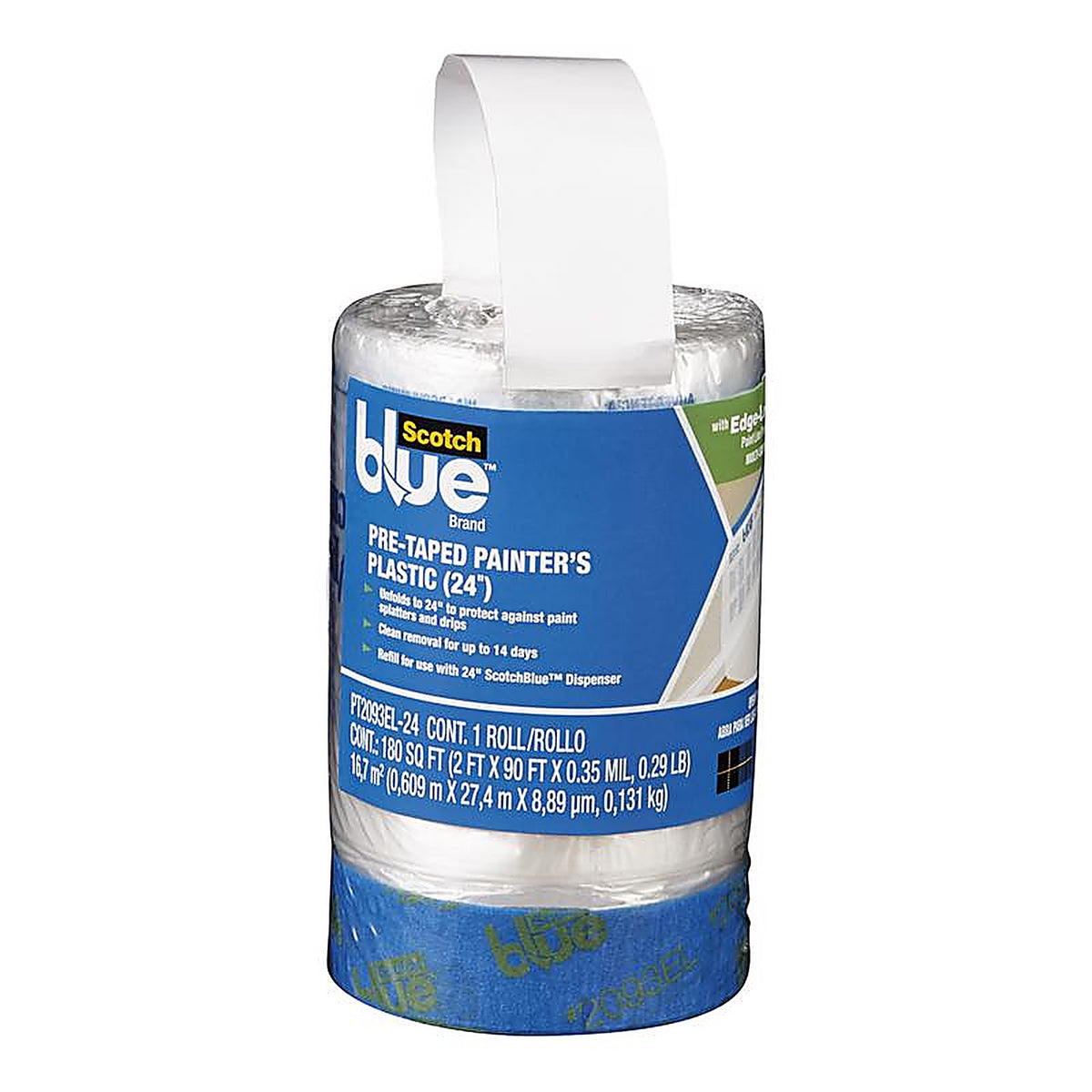 3M PT2093EL-24 ScotchBlue 30 ft. W x 24in. L x 0.3 mil Pre-Taped Painters Plastic