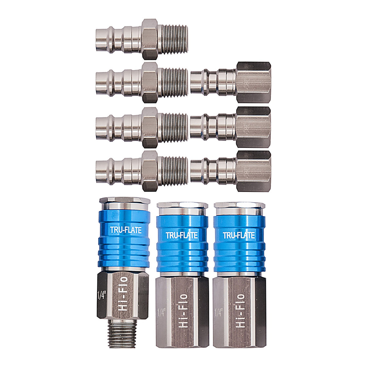 Tru-Flate TRFL13907 HI FLO Aluminum Air Coupler and Plug Set 1/4 in. Female 10 pc