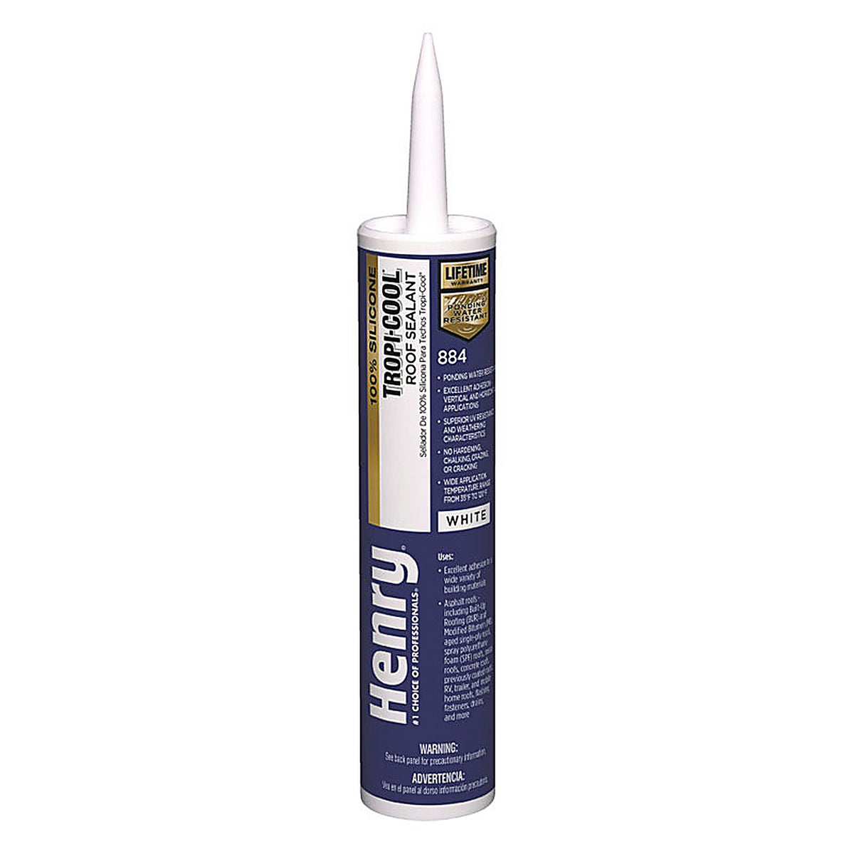 Henry HE884004 Tropic-Cool 884 White 100% Silicone Roof Sealant 10 oz.