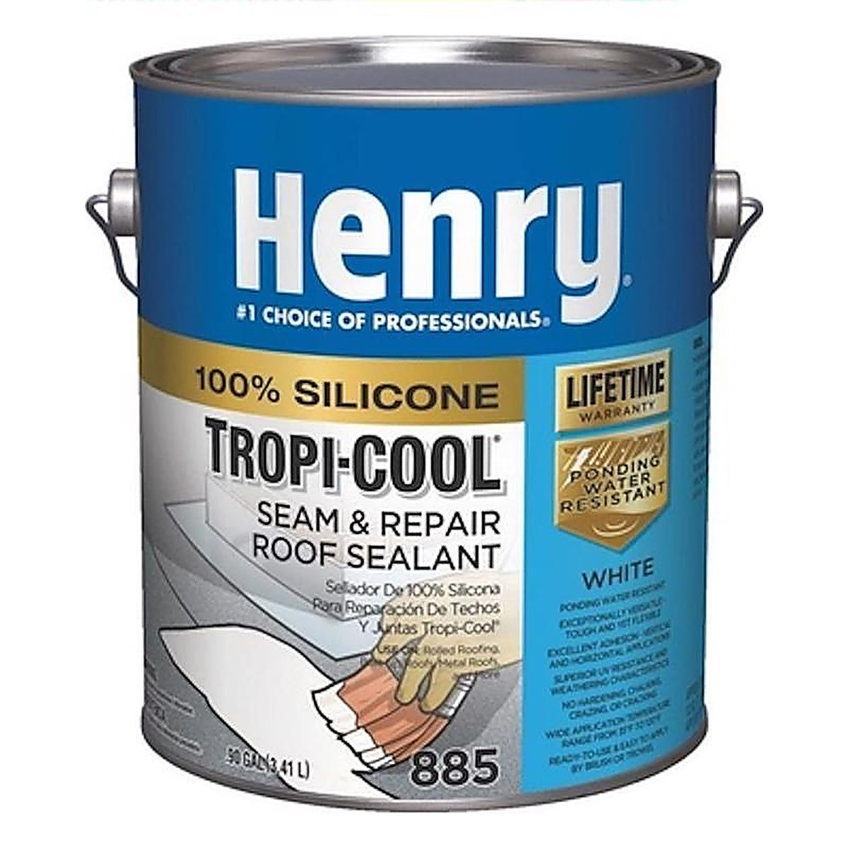 Henry HE885042 Tropi-Cool 885 White 100% Silicone Roof Sealant 1 gal.