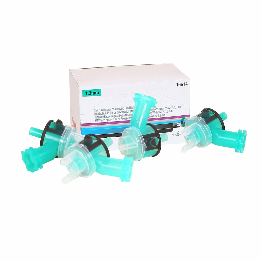 3M 16614 Accuspray Atomizing Head, Green, 1.3 mm, 4 atomizing heads per kit 60455080980