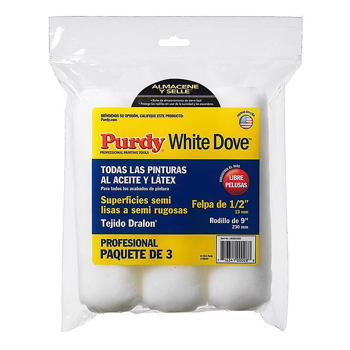 Purdy 140864000 White Dove Dralon 9 in. W X 1/2 in. S Regular Paint Roller Cover 3 pk