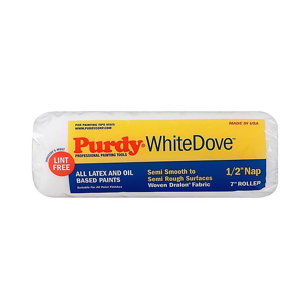 Purdy - 14A670073 - White Dove Woven Fabric 7 In. W X 1/2 In. Paint Roller Cover 1 Pack
