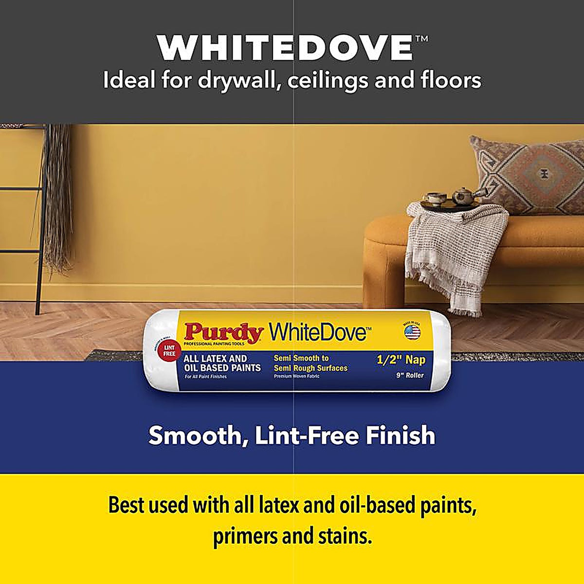 Purdy - 14A670073 - White Dove Woven Fabric 7 In. W X 1/2 In. Paint Roller Cover 1 Pack