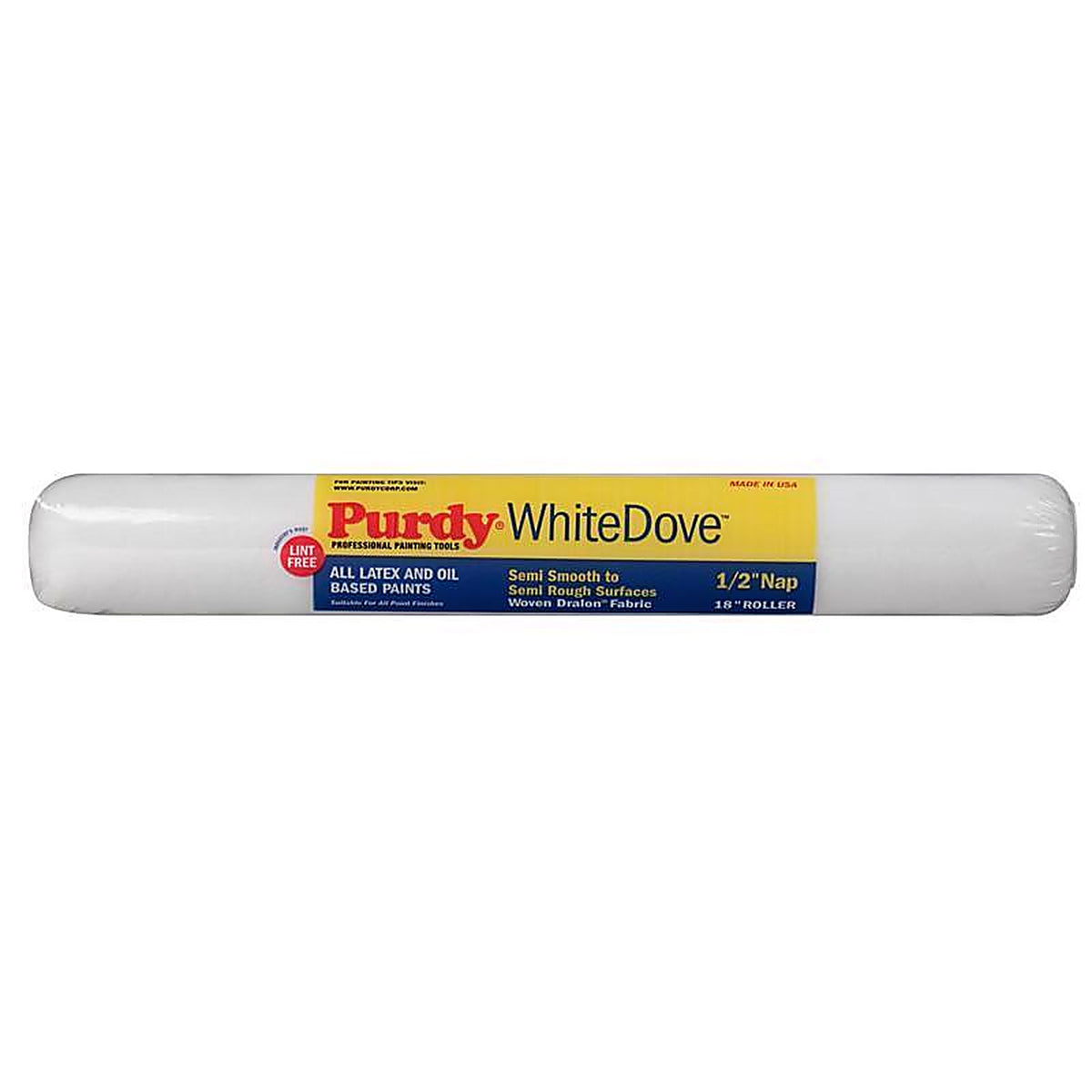 Purdy 14H670183 White Dove Dralon 18 in. W X 1/2 in. S Regular Paint Roller Cover 1 pk