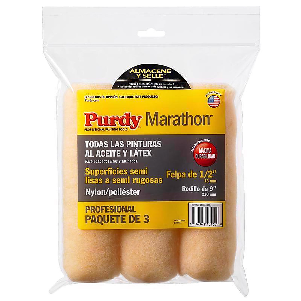 Purdy 14F861100 Marathon Nylon/Polyester 9 in. W X 1/2 in. S Paint Roller Cover 3 pk