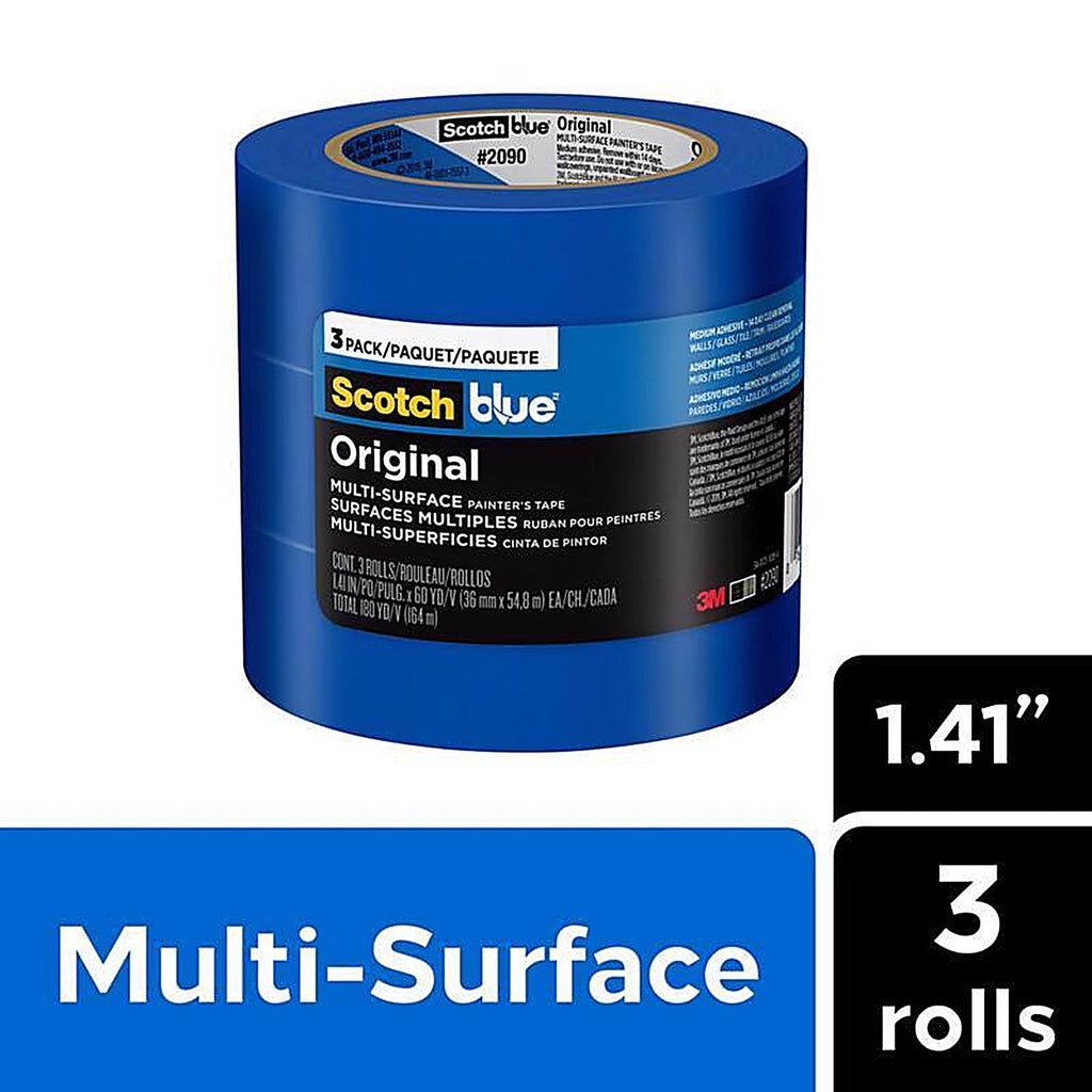 3M 2090-36AP3 ScotchBlue 1.41in. W Blue Medium Strength Original Painters Tape 3/Pack