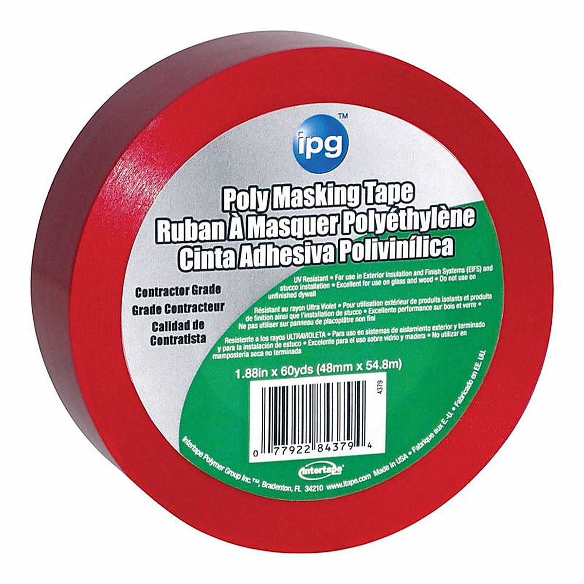IPG 4379PL Stucco 1.88 in. W X 60 yd L Red Masking Tape
