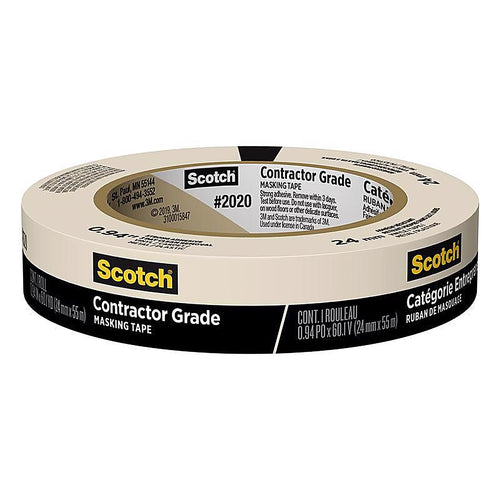 3M 2020-24AP Scotch Contractor Grade .94 in. W x 60.1 yd. L Beige Medium Strength Masking Tape 1/Pack