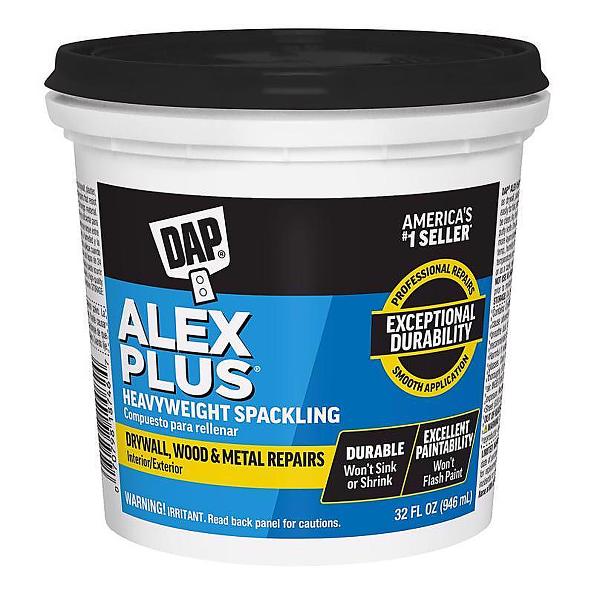 DAP 7079818746 Alex Plus Ready to Use White Spackling Compound 1 qt