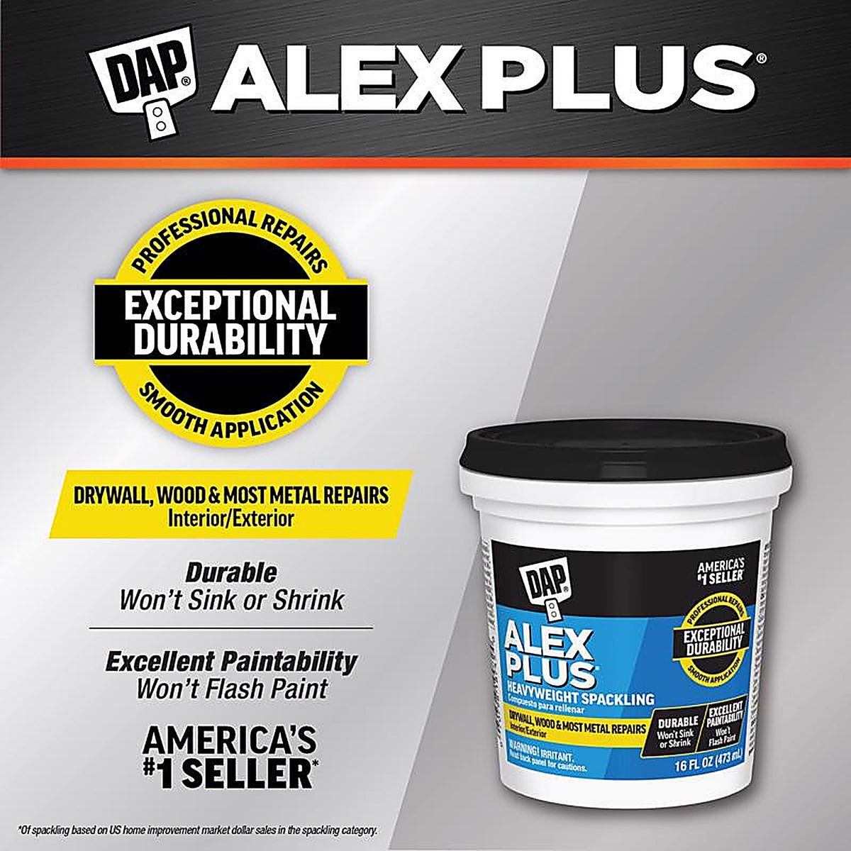 DAP 7079818745 Alex Plus Ready to Use White Spackling Compound 1 pt