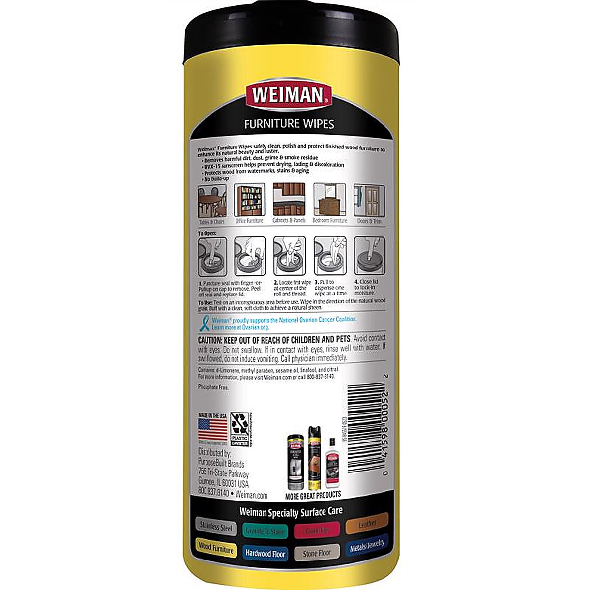 Weiman - 95 - Lemon Scent Wood Cleaner and Polish 30 Pack Wipes