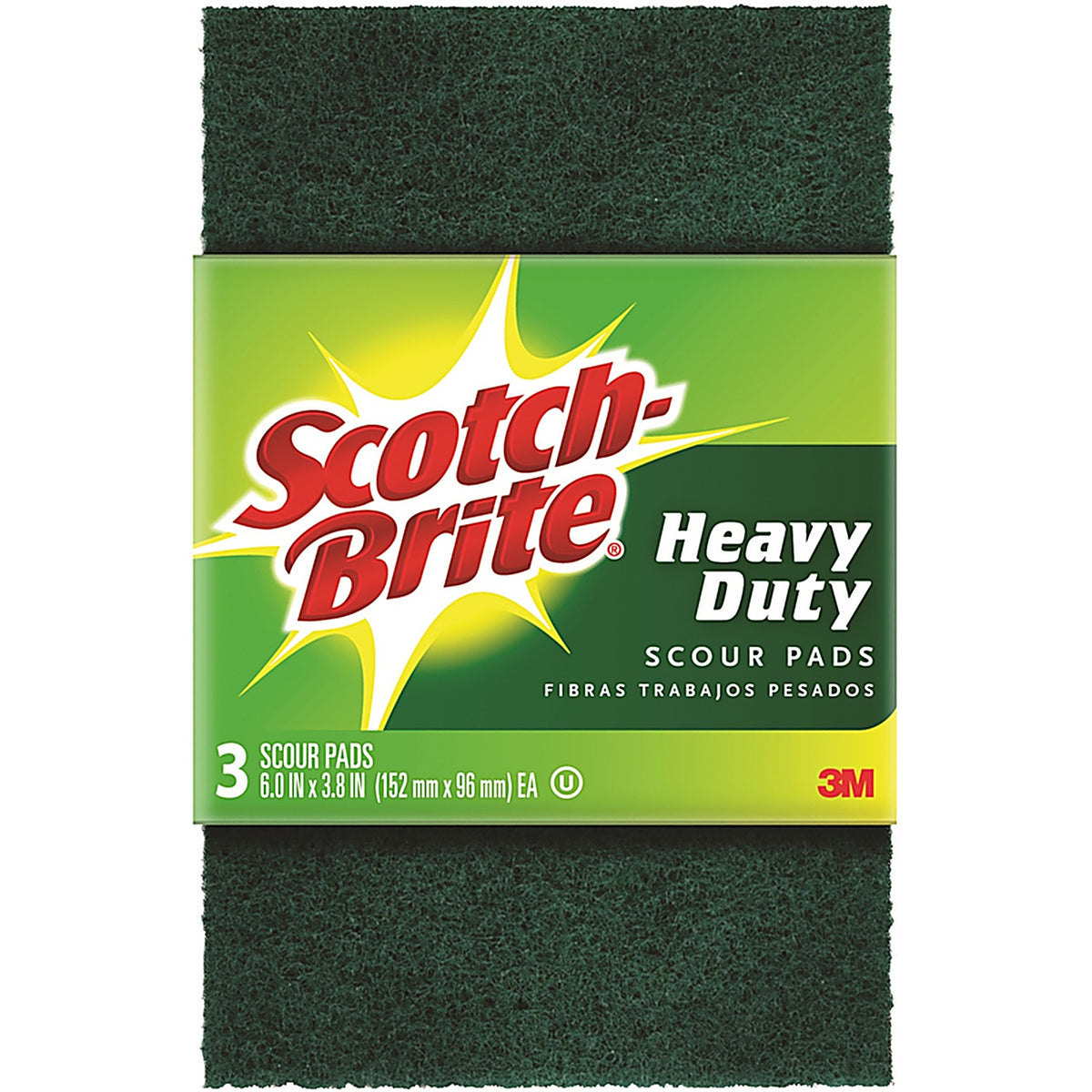 3M 223-10 Scotch-Brite Heavy Duty Scouring Pad For All Purpose 6 in. L 3/Pack