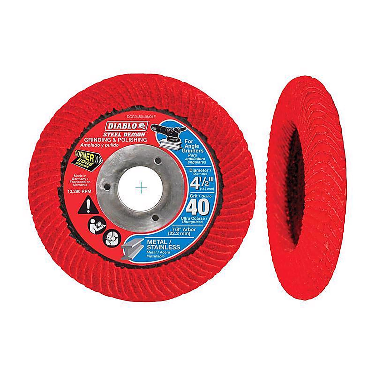 Diablo DCC045040N01F Steel Demon 4.5 in. Premium Zirconium Blend Bolt-On Corner Edge Flap Disc 40 Grit Ultra Coars