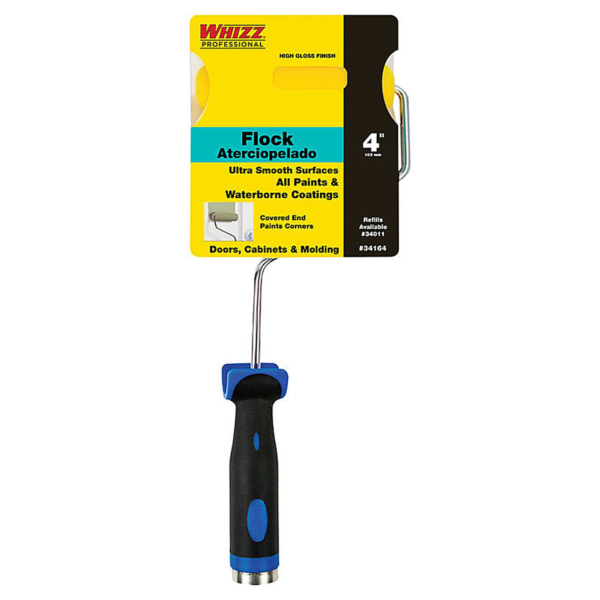 Whizz - 34164 - 4 In. W Mini Paint Roller Frame and Cover Threaded End