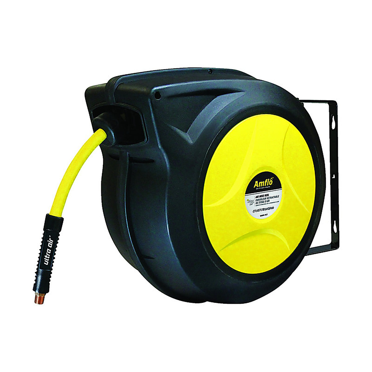Amflo AMFL588HRRET Ultra Air 50 ft. L X 3/8 in. D Hybrid Polymer Air Hose Reel 300 psi Black