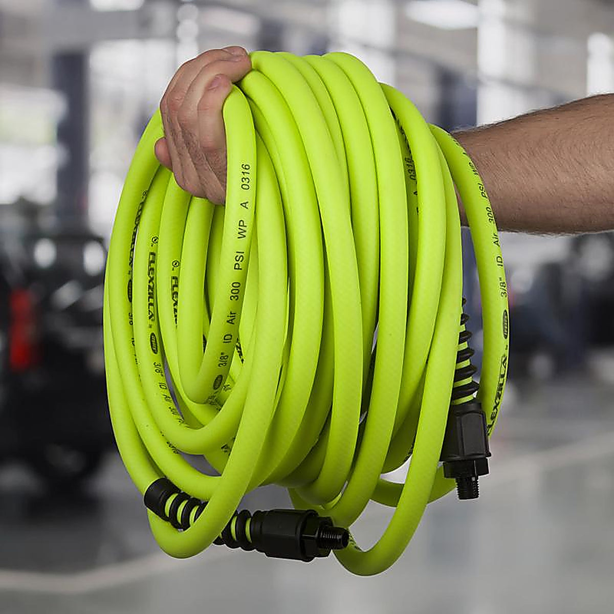 Flexzilla HFZP1425YW2 Pro 25 ft. L x 1/4 in. Dia. Hybrid Polymer Air Hose 300 psi Zilla Green