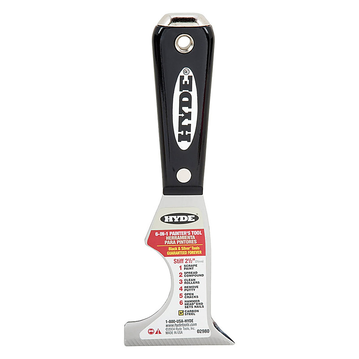 Hyde - 02980 - 2-1/2 In. W High Carbon Steel 6-In-1 Painters Tool