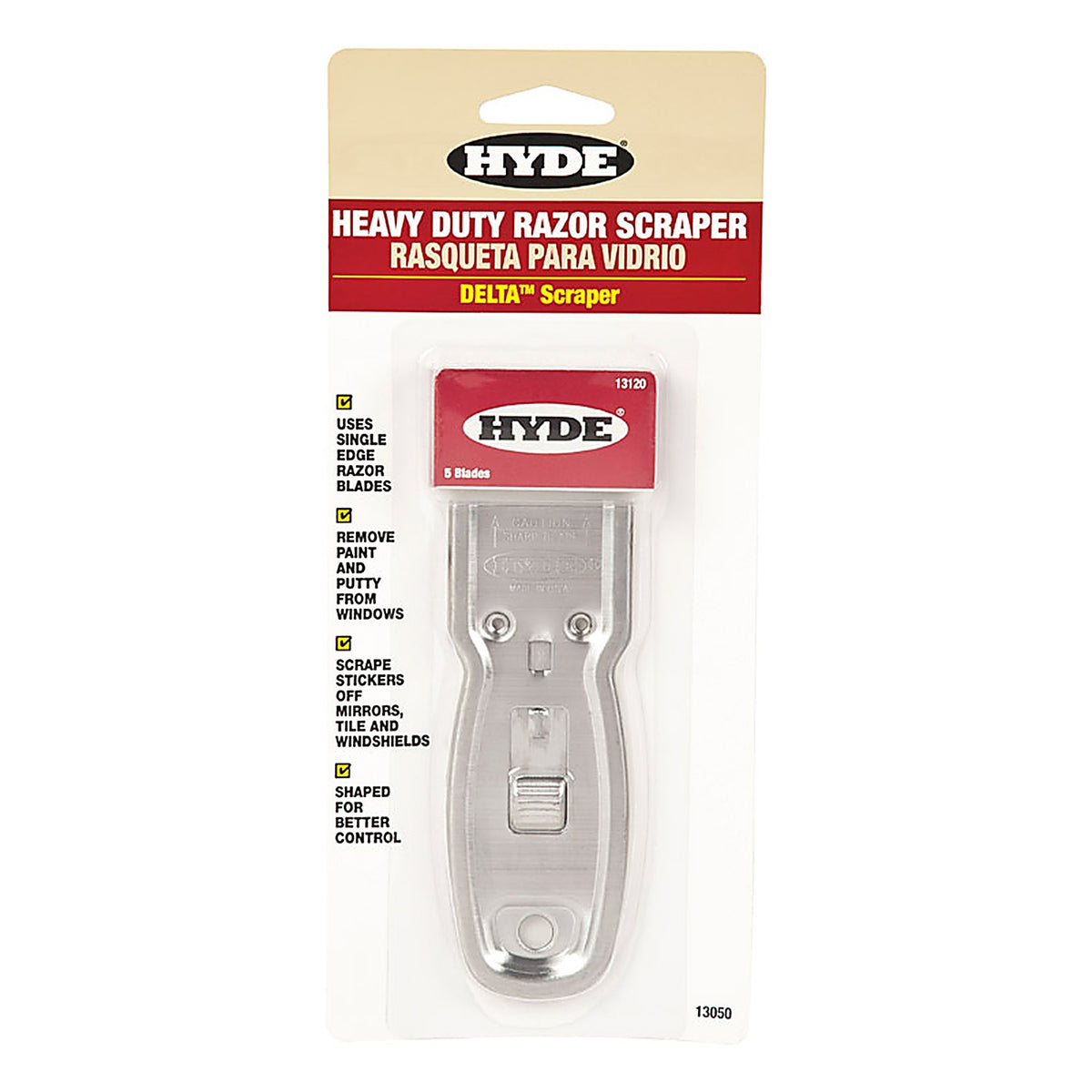 Hyde - 13050 - Delta 1-1/2 In. W Carbon Steel Single-Edge Razor Scraper