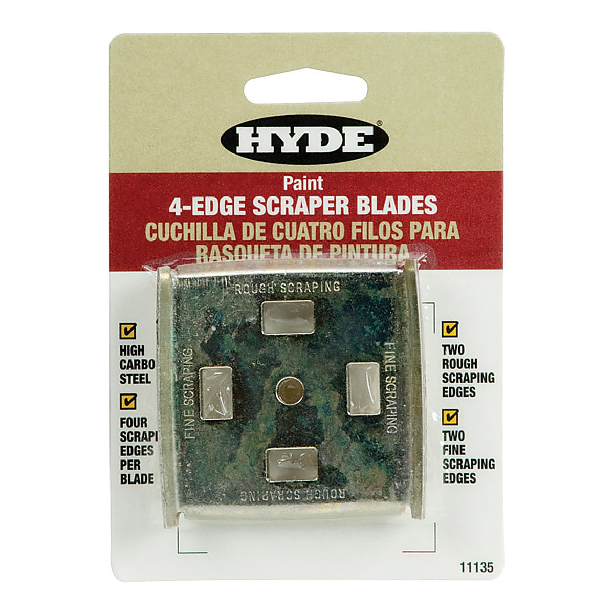 Hyde - 11135 - 2-1/2 In. W High Carbon Steel 4-Edge Scraper Blade