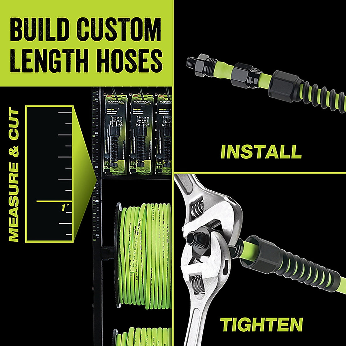Flexzilla HFZ12250YW Pro 250 ft. L x 1/2 in. Dia. Hybrid Polymer Air Hose 300 psi Zilla Green