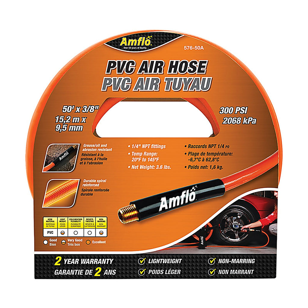 Amflo AMFL57650A 50 ft. L X 3/8 in. D Polyvinyl Air Hose 300 psi Orange