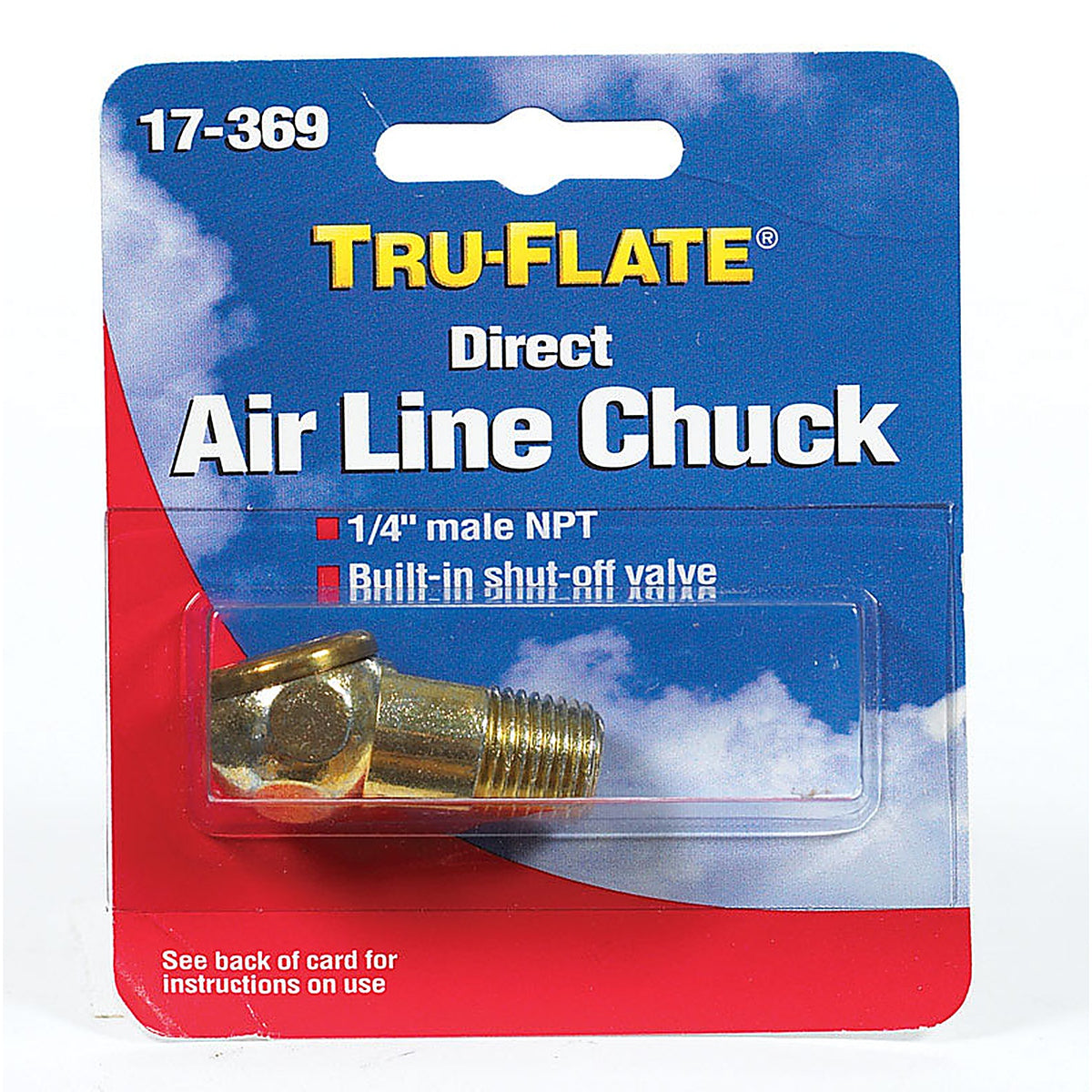 Tru-Flate TRFL17369 Brass Air Line Chuck 1/4 in. Male 1 pc