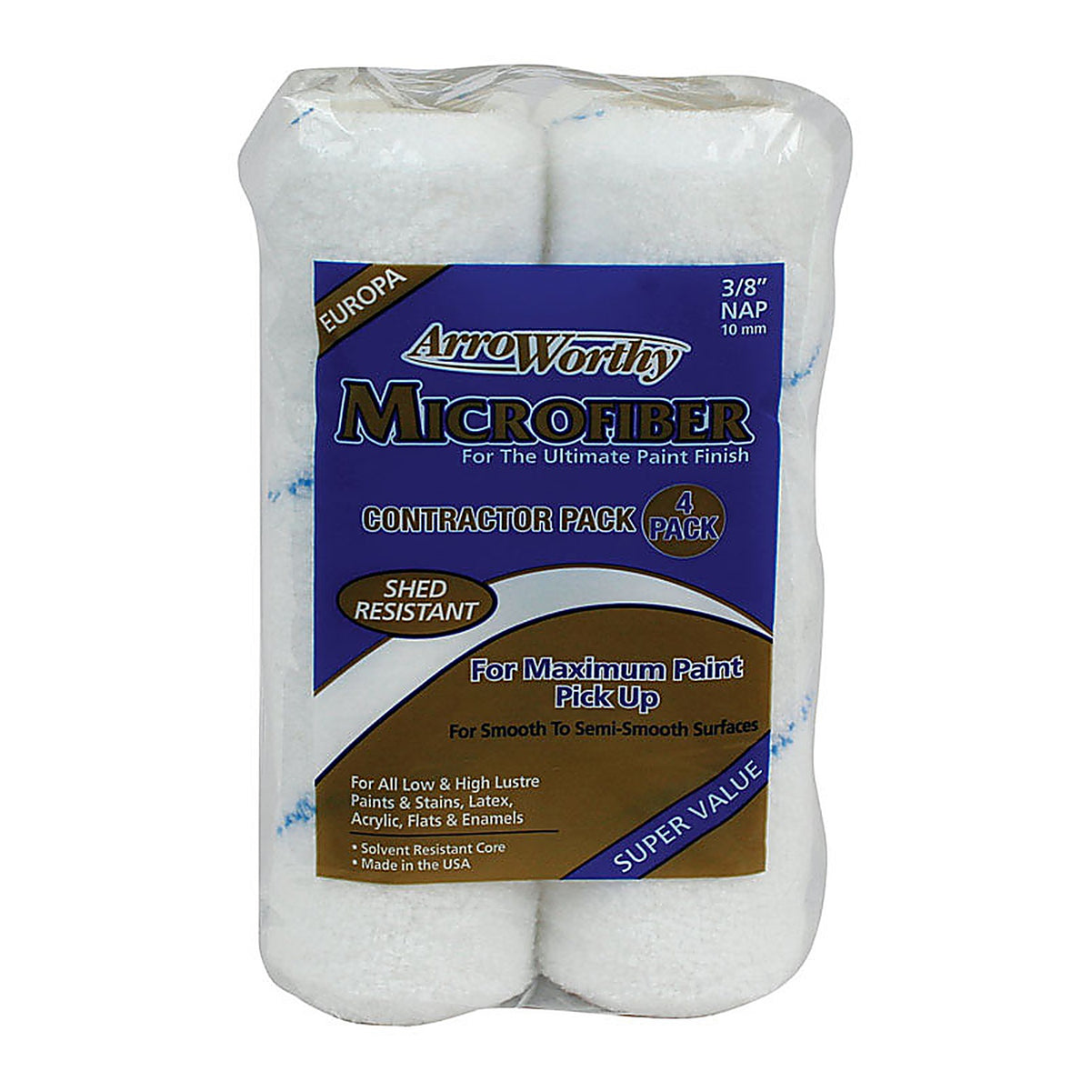 Arroworthy 9MFR3-4PK Microfiber 9 in. W x 3/8 in. Paint Roller Cover 4/Pack