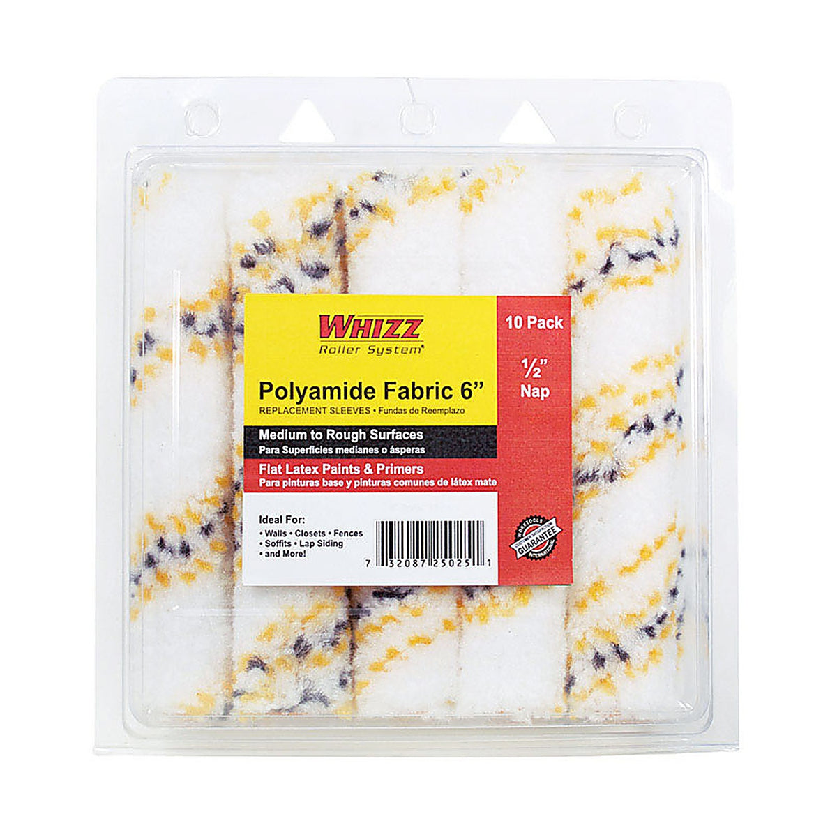 Whizz - 25025 - Polyamide Fabric 6 In. W X 1/2 In. Mini Paint Roller Cover 10 Pack