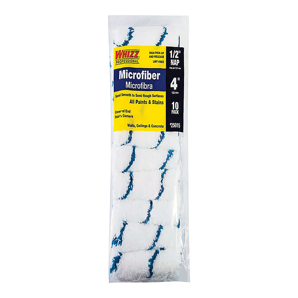 Whizz 25015 Microfiber 4 in. W x 1/2 in. Mini Paint Roller Cover 10/Pack