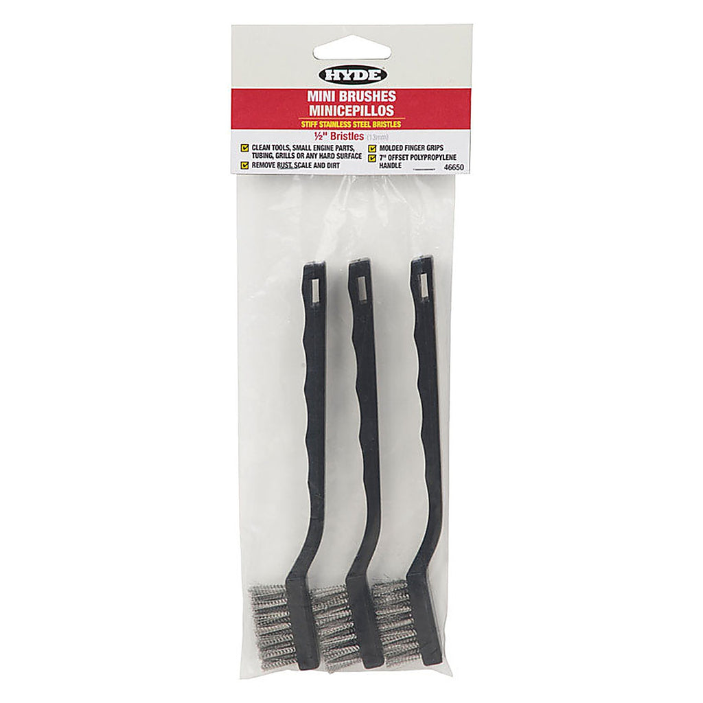 Hyde - 46650 - 10 In. L Stainless Steel Mini Bristle Brush