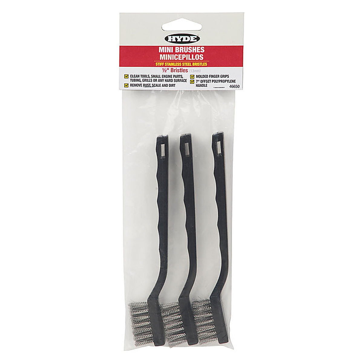 Hyde - 46650 - 10 In. L Stainless Steel Mini Bristle Brush