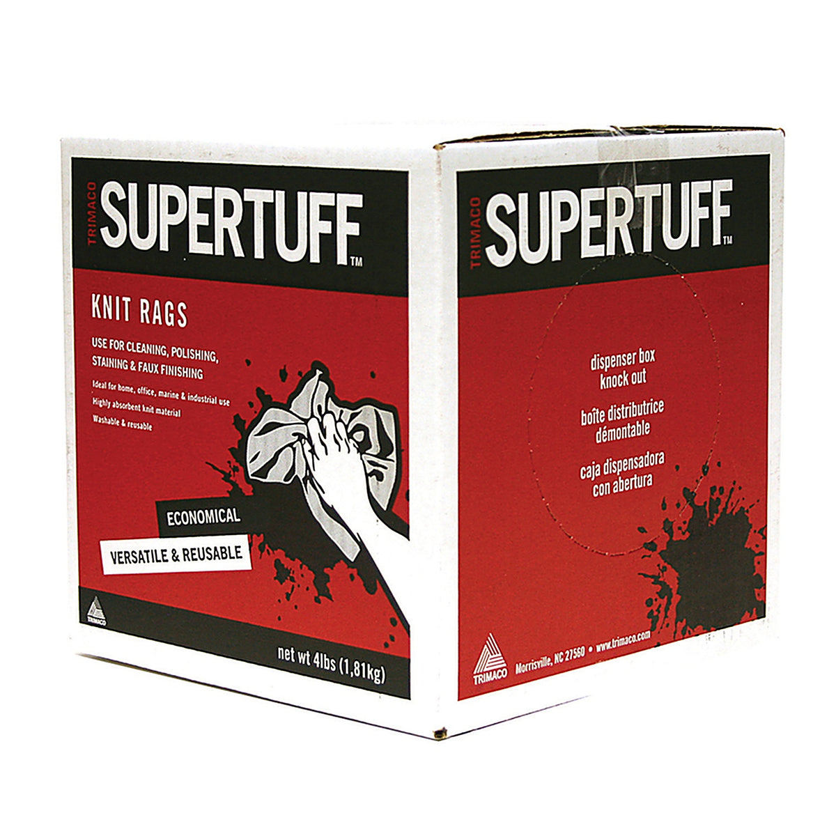 Trimaco 10817 SuperTuff 12 in. W x 12 L White Cotton Knit Rags