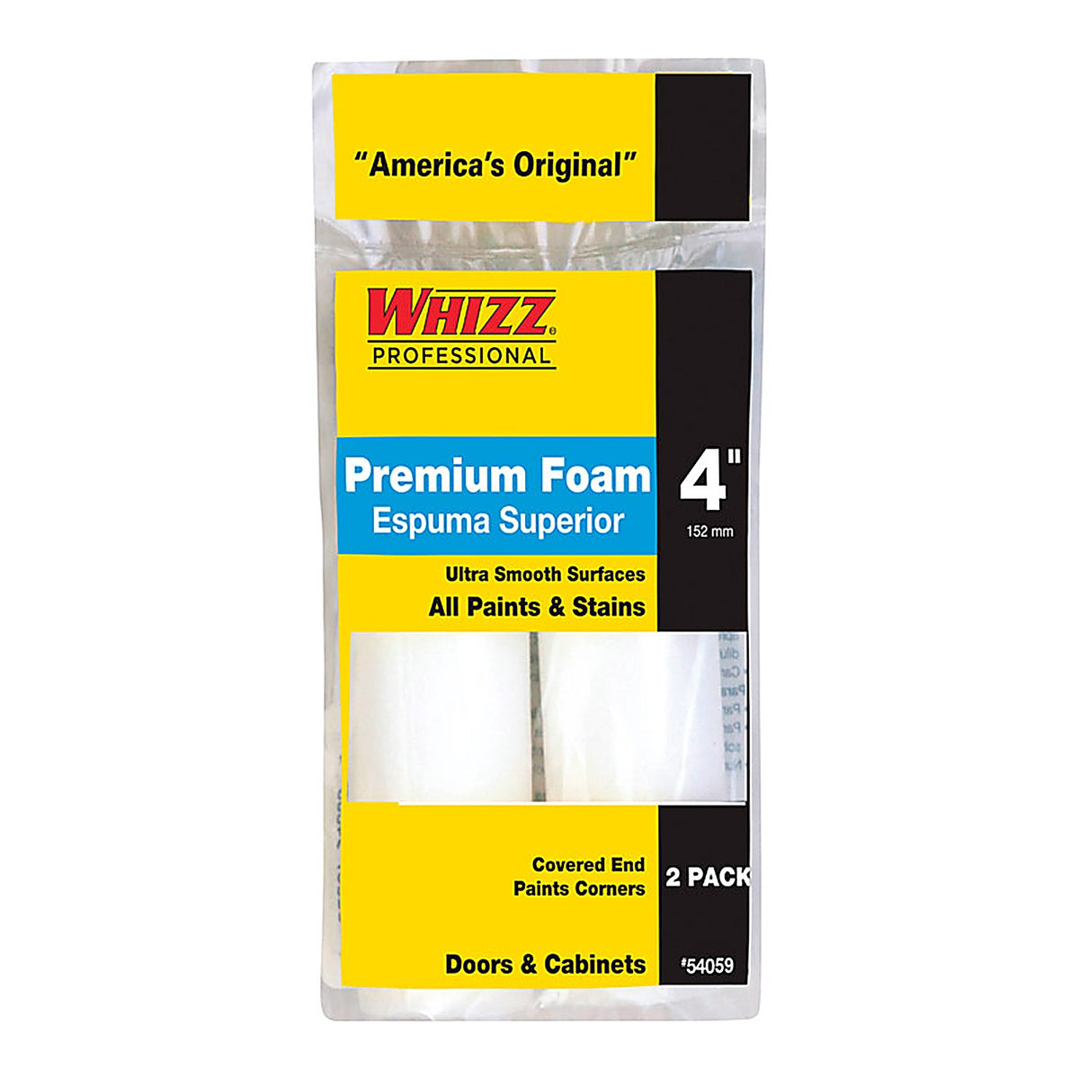 Whizz - 54059 - Foam 4 In. W X 1/2 In. Mini Paint Roller Cover 2 Pack