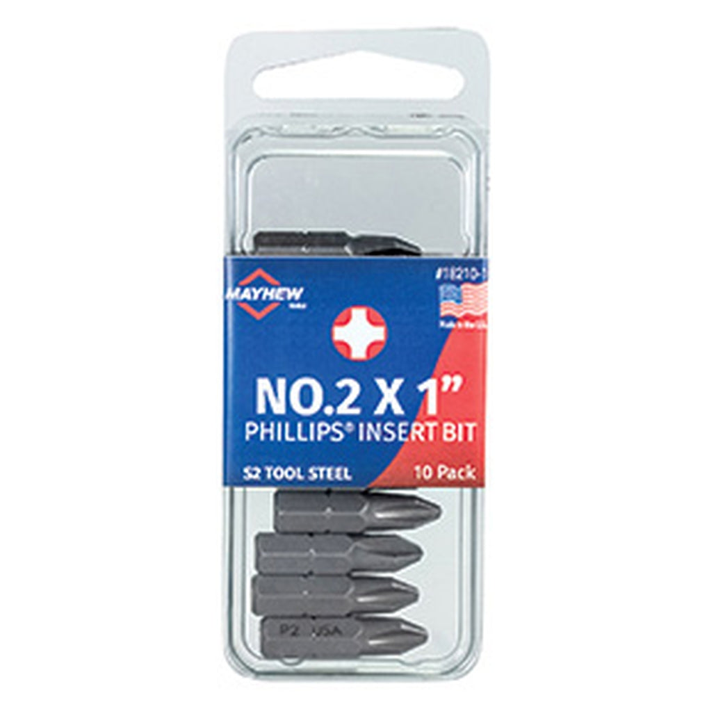 Mayhew - 18210-10 - No. 2 X 1 Inch Phillips Insert Bit, 10 Pack