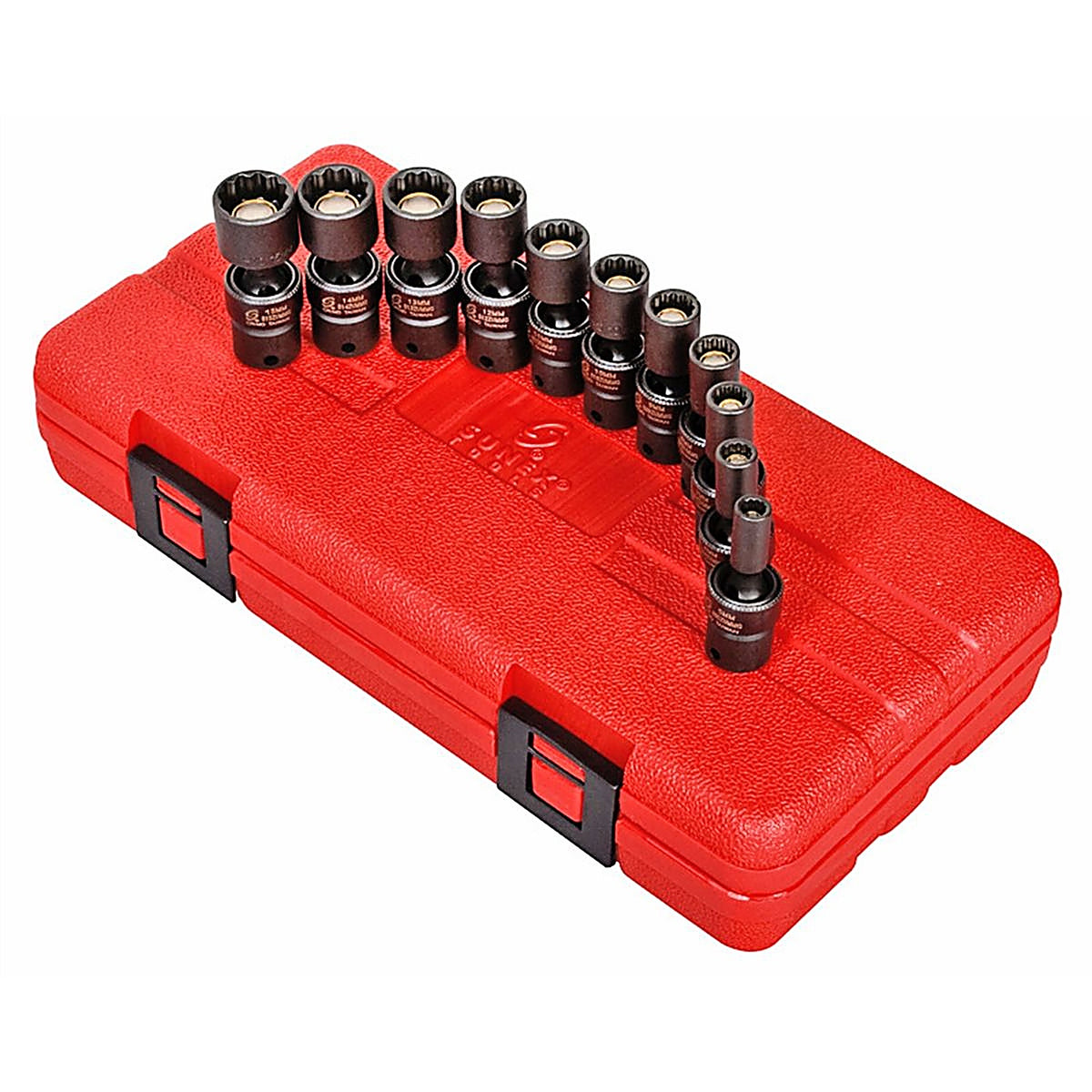 Sunex 1825 1/4in. Drive 12 Pt. Metric Magnetic Universal Impact Socket Set, 11 Pc.